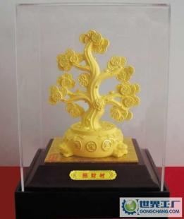 絨沙金工藝禮品招財樹 精美工藝與吉祥寓意的完美結(jié)合