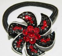 供應(yīng)韓版頭飾 水鉆+滴油皮繩頭花，引領(lǐng)時(shí)尚爆款潮流